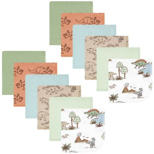 Hudson Baby Flannel Washcloths, Dinosaur Adventures 12pk, One Size