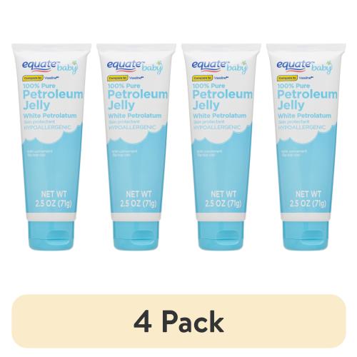 (4 pack) Equate Baby 100% Pure Hypoallergenic Petroleum Jelly, 2.5 Oz.