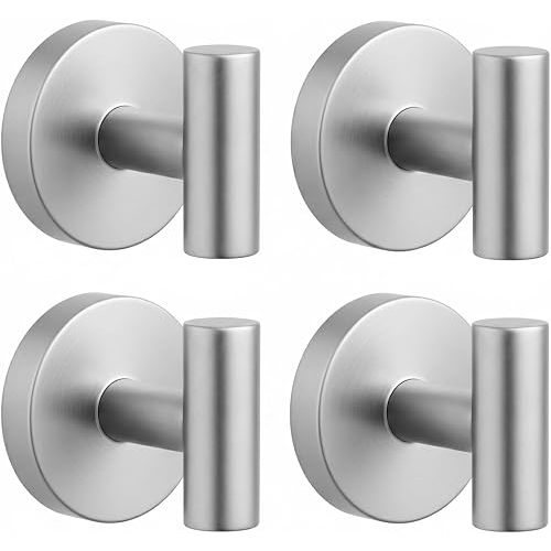 Rise age Suction Towel Hooks, Waterproof Hooks for Shower Wall Silver 4 Pcs