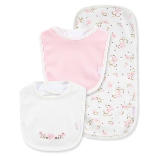 Little Me Baby Boys and Girls 100% Cotton 3-Piece Bib and Burp Sets, 2 Bibs and 1 Burp Cloth