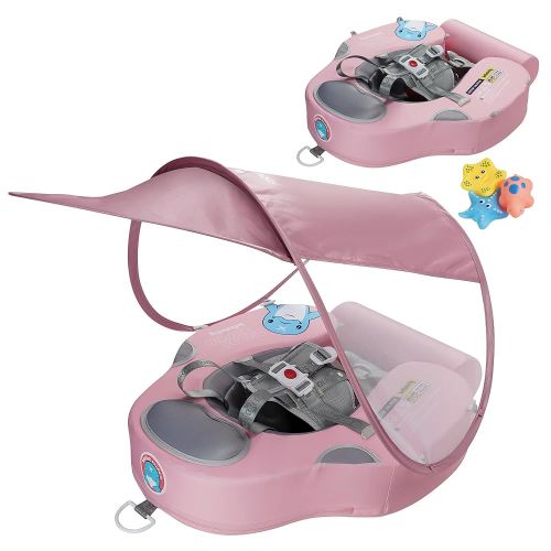 Baby Swim Float with UV Protection Sunshade Infant Pool Float Add Tail for 3-24 Months