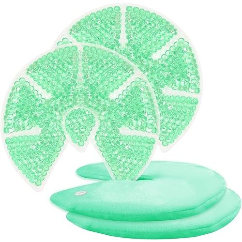 Hot/Cold Breast Gel Bead Ice Packs Breast Cooling/Heat Pads Relief for Breastfeeding, Nursing Pain, Mastitis, Engorgement, Swelling, Plugged Ducts | Boost Milk Let-Down & Production,2 Pack (Green)