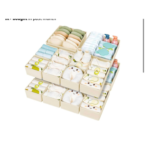 DIMJ Drawer Organizer Clothes 15 Pack - Foldable Baby Organizers and Storage & Closet Organizers for Bedroom, Closet - Nursery Organization Dresser Dividers for underwear, Sock,Bra, Belt, Tie, Beige