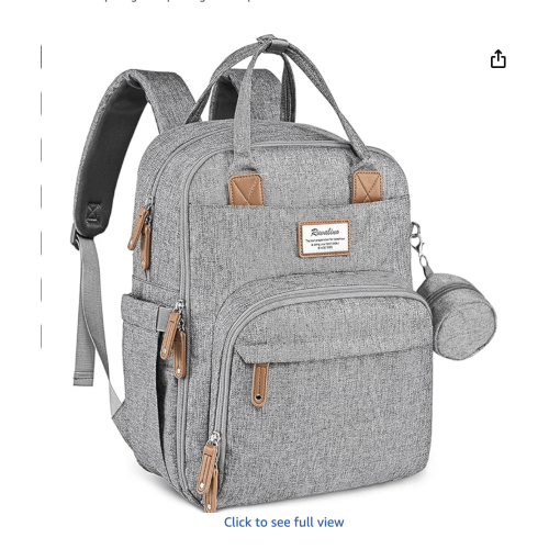 XL RUVALINO Diaper Bag Backpack-Expandable Baby Bag with up to 50% Capacity -Baby Essentials Bag with Changing Pad Insulated Bottle Holders & Pacifier Case, Waterproof, Gray XL