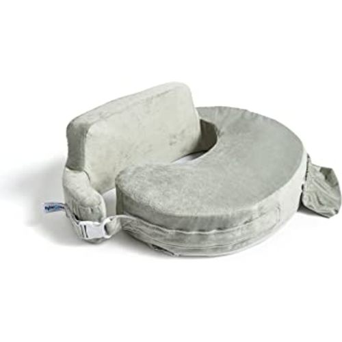My Brest Friend Super Deluxe Nursing Pillow for Breastfeeding and Bottlefeeding with Lumbar Support, Convenient Pocket and Removable Slipcover, Platinum