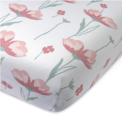 HonestBaby Unisex-Baby Fitted Crib Sheets Set Standard Mattress, 100% Organic Cotton Baby Boys, Girls, Neutral, 1 Pack - Flower Power, One Size