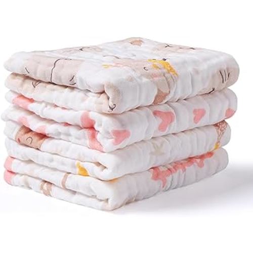 lasoftan Baby Muslin Burp Cloths, 100% Cotton Burping Cloths Super Absorbent Soft, Bath Towel Burp Cloths for Baby Girl Boy, Great Gift for Newborn, 10 x 20 inch, 4 Pack, Unicorn & Star