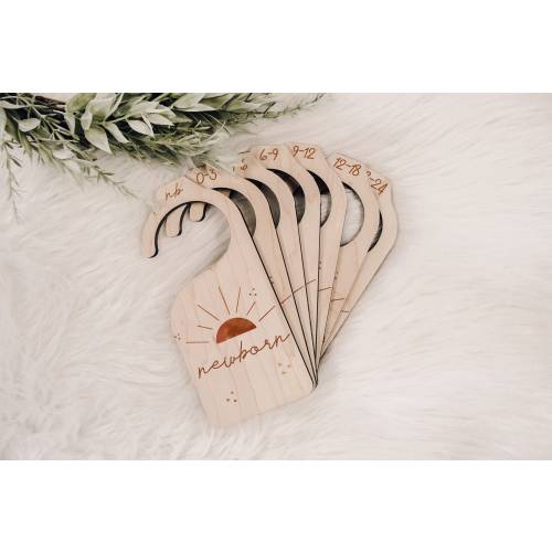 Sunburst Baby Wood Closet Dividers Rust Nursery Closet Clothes Organizer Wood Clothes Divider Baby Wardrobe Dividers New Mom