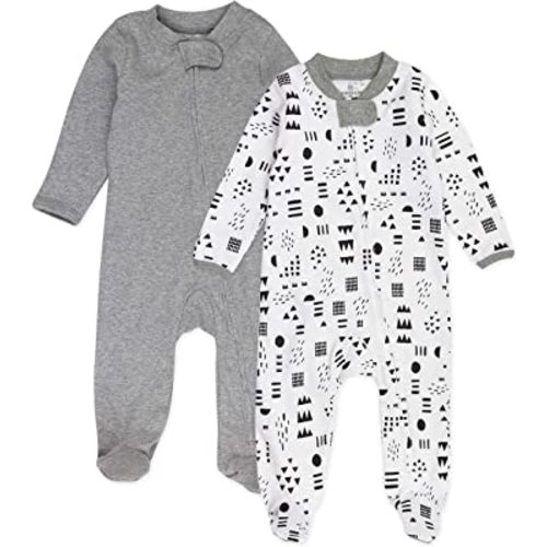 HonestBaby Sleep and Play Footed Pajamas One-Piece Sleeper Jumpsuit Zip-front PJs Organic Cotton for Baby Boys, Unisex