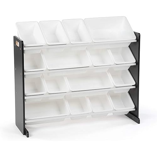 Humble Crew Supersized Toy Storage Organizer with 16 Removable Bins, Black/White – Large Toy Storage for Toddlers Ideal for Kids' Rooms, Playrooms, and Nurseries - Modern Toy Bins for Kids