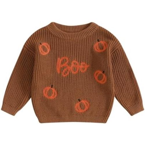 Baby Pumpkin Outfit Newborn Infant Boy Girl Cute Long Sleeve Knit Oversized Sweater Toddler Halloween Clothes