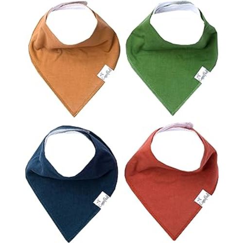 Copper Pearl Baby Bandana Bibs - 4 Pack Soft Cotton Baby Bibs for Drooling and Teething, Absorbent Drool Bibs for Baby Girl and Boy, Adjustable to Fit Newborns to Toddlers, Tons of Styles (Ridge)