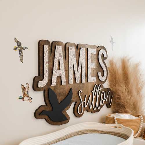 Duck Hunting Nursery Sign, Waterfowl Nursery Decor, Camo Boy Nursery, Baby Boy Gift, Above Crib Sign, Baby Shower Gift, Custom, Duck Nursery