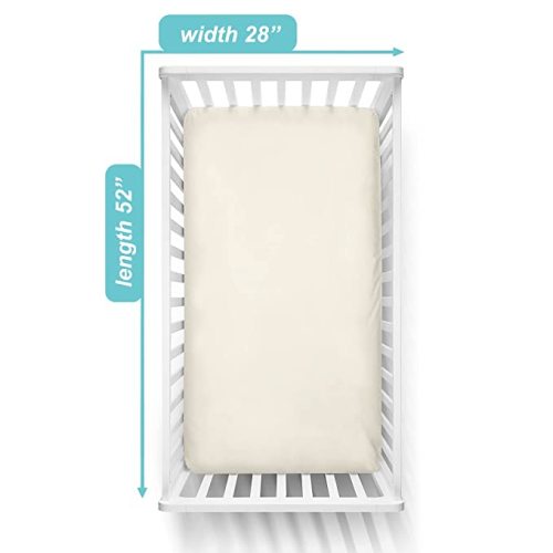 American Baby Company 2 Pack Fitted Crib Sheets 28" x 52", Soft Breathable Neutral 100% Cotton Jersey Sheet, Cream, for Boys and Girls, Fits Crib and Toddler Bed mattresses