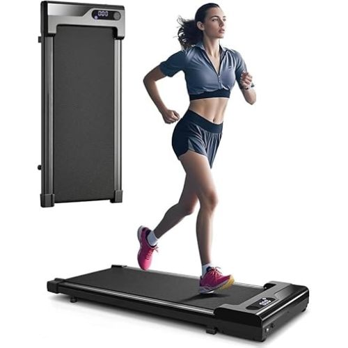 Walking Pad Treadmill for Home - Under Desk Treadmills Portable Mini Compact Walk Pads for Small Spaces Office Indoor Apartment Floor Flat Running Machine with Remote Quiet Lightweight