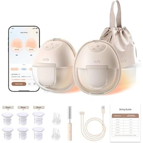 eufy Heated Wearable Breast Pump S1, Hands-Free Breast Pump with Industry-Leading HeatFlow Tech, App-Controlled OptiRhythm, Hospital-Grade Suction, Leakproof, Slim and Ultra-Quiet for in-Bra Use