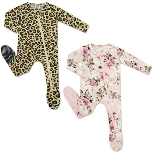 HAPIU Rayon from Bamboo Baby Footed Pajamas, 2 Way Zipper YKK, Footie for Baby Boy Girls, Newborn-24 Months