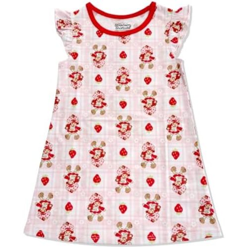 Komar Kids Toddler Girls Nightgown Pajamas - Barbie & Strawberry Shortcake Short Sleeve Sleep Shirt Dress Sleepwear, Official