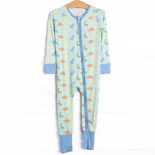 Dino Dreams Bamboo Zippy Pajama, Green – Stitchy Fish