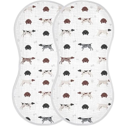 German Shorthaired Pointer Dog Muslin Burp Cloths for Baby 2 Pack Soft 100% Cotton Baby Washcloths Bibs for Boy Girl