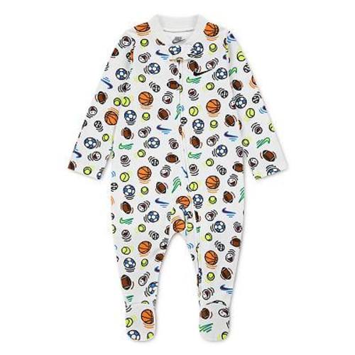 Newborn Baby Boys Nike Sportball Footed Printed Coverall