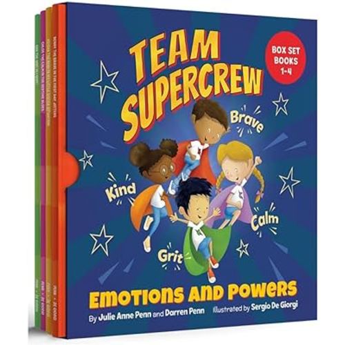 Team Supercrew - Emotions and Powers - 4 Book Box Set (books 1-4): Help kids through big emotions (anger, fear, frustration, sadness). Discover the power to be brave, be kind, be calm, and have grit!