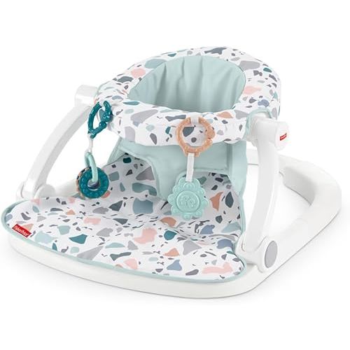 Fisher-Price Portable Baby Chair Sit-Me-Up Floor Seat With Developmental Toys & Machine Washable Seat Pad, Pacific Pebble