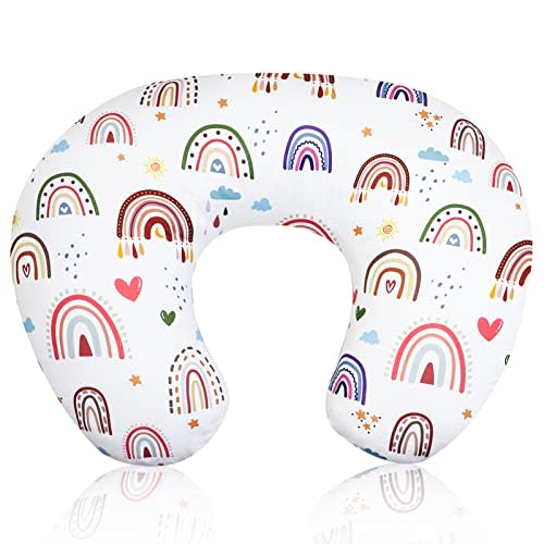 HNHUAMING Rainbow Nursing Pillow Cover, Breastfeeding Pillow Slipcover for Baby Girls/Boys, Soft Snug Fits On Newborn Feeding Pillow Case