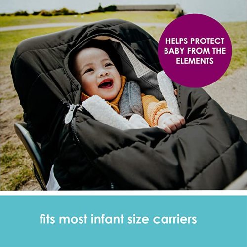 JJ Cole Infant Car Seat Cover, Winter Resistant Stroller and Baby Carrier Cover, Black
