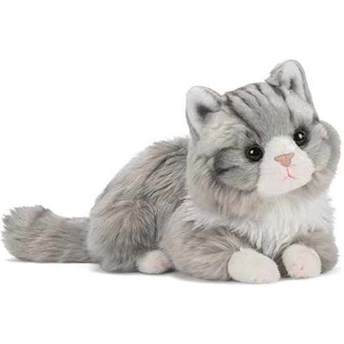DEMDACO Sweet Maine Coon Cat Silver Grey 10 inch Children's Soft Plush Stuffed Animal Toy