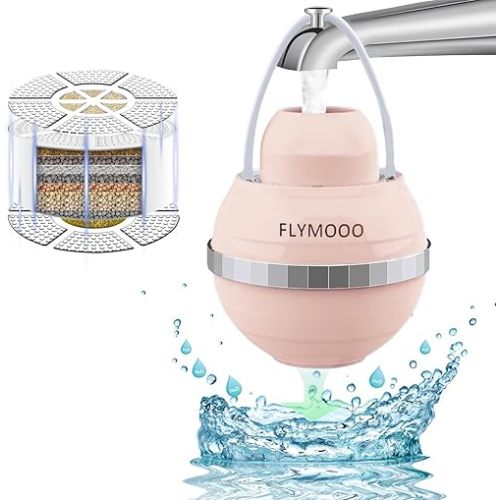 Bath Water Filter for Tub Faucet - 8 Stages Bathtub Water Filter Reduces Contaminants for Softer, Smoother Skin - 2,500 Gallons of Filtration, BPA Free (Pink)