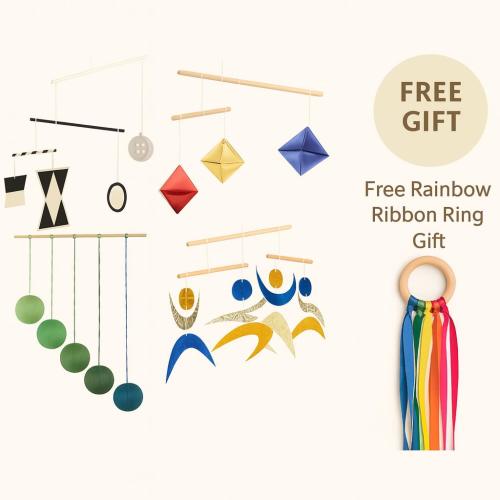 Montessori Mobile Set (4) – Munari, Gobbi, Dancer, Octahedron Nursery Decor