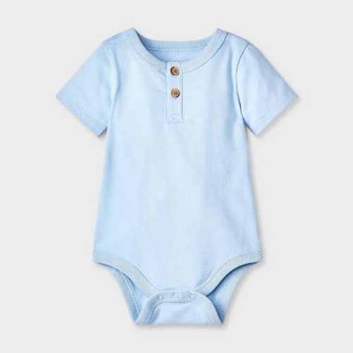 Baby Boys' Henley Bodysuit - Cat & Jack™ Light Blue 0-3m