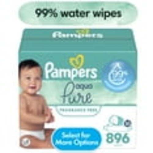 Free Shipping! Pampers Aqua Pure Baby Wipes, 99% water, Unscented, 16-Pack 896 Wipes (Select for More Options)