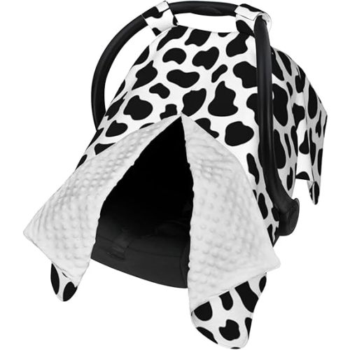 Cow Print Car Seat Covers for Babies,Baby Car Seat Canopy Cover for Newborn Mom Multi Use Nursing Cover for Breastfeeding Baby Stuff for Newborn Infant Boys Girls Shower Gift