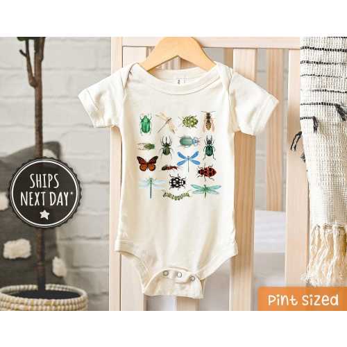 Retro Bugs and Beetles Baby Onesie® - Cute Insect Bodysuit - Hipster Entomologist Baby Onesie®