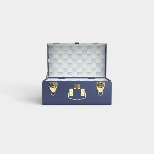 Mini Trunk - Navy - Sky Check / Embroidery