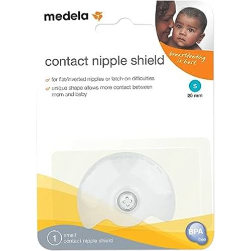 Medela Contact Nipple Shield, 20mm Small, Nippleshield for Breastfeeding with Latch Difficulties or Flat or Inverted Nipples, Made Without BPA