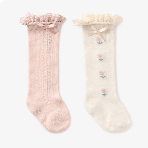 Floral Knee-high Non Slip Baby Socks 2 pack – Elegant Baby