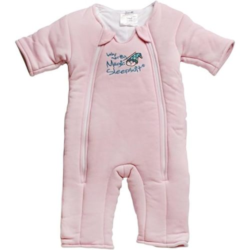 Magic Sleepsuit Baby Merlin's Cotton Baby Swaddle Transition Product - Soft and Cozy Design, Double Zipper for Easy Diaper Changes, Promotes Safe Sleep, 3-6 Months - Pink - Small 12-18lbs