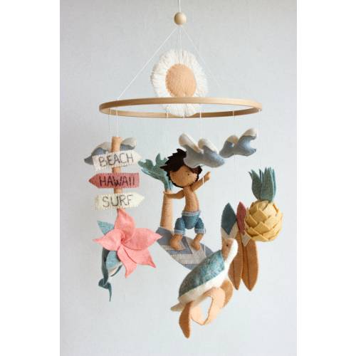 Surf baby mobile, surfer baby mobile, hawaii baby mobile, beach baby mobile