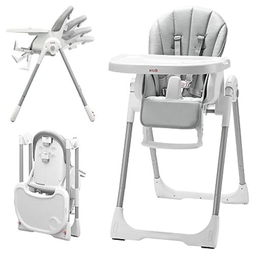 KÜB 3-in-1 Foldable & Portable Baby High Chair with 2 Lockable Wheels(Grey)