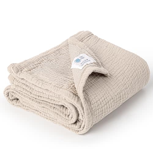 Lulu moon Baby Blanket for Newborns: Muslin Swaddle for Receiving Neutral - Cotton Crib Quilt for Travel Boy & Girls 30"x40"(Ivory)