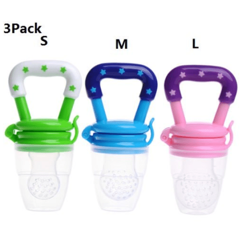 LNGOOR Baby Fruit Feeder Pacifier (3 Pack) - Fresh Food Nibbler, Infant Fruit Teething Toy, Food Grade Silicone Pouches for Toddlers & Kids S/M/L
