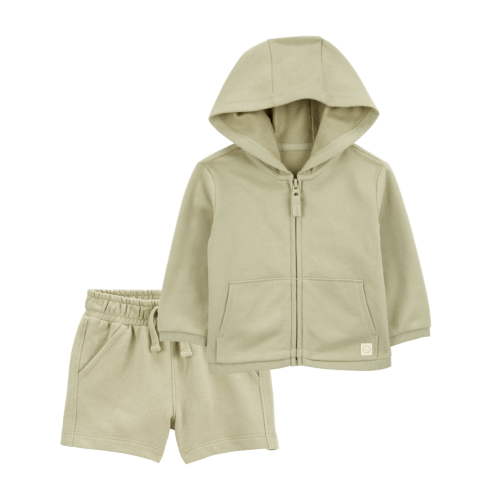 Baby 2-Piece French Terry Hoodie & Short Set - Olive | Carter's | 3M