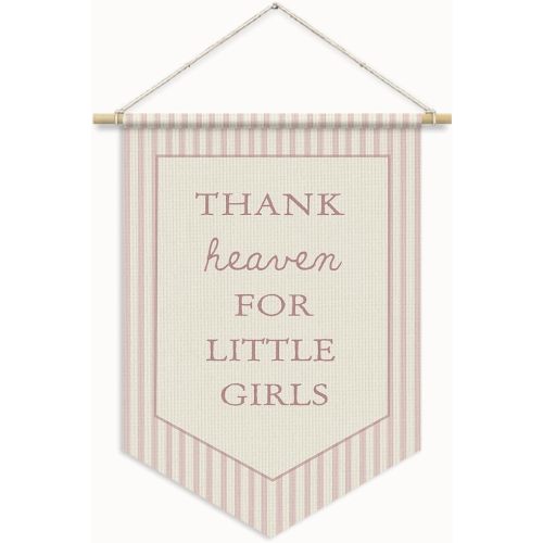 Girls Room Wall Art Decor,Thank Heaven for Little Girls Wall Banner Pennants Flag