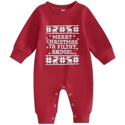 Newborn Baby Girl Boy Christmas Outfit Long Sleeve Romper Jumpsuit Bodysuit Santa Infant Fall Winter Clothes