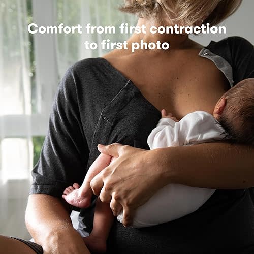 Frida Mom Labor and Delivery Gown for Hospital, Easy-Snap, Tagless Nursing Gown with Skin-to-Skin Access and Full Coverage in The Back