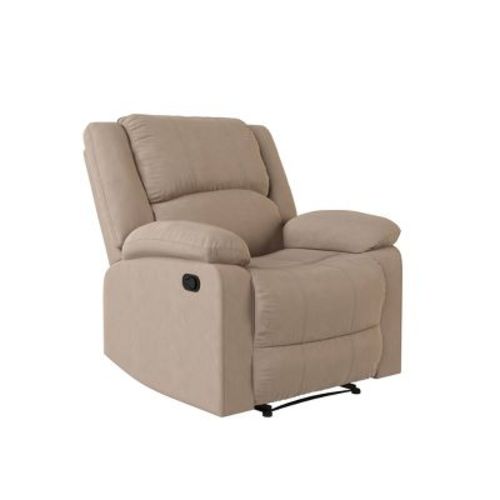 Prescott Manual Recliner Beige - Relax-A-Lounger: Solid Wood Frame, Dream Coils, Tufted Microfiber