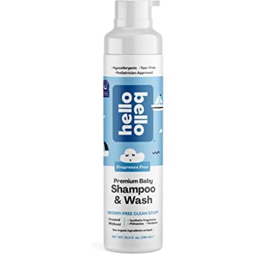 Hello Bello Fragrance Free Extra Gentle Shampoo & Body Wash | Tear-Free, Hypoallergenic, Dermatologist & Pediatrician Tested, Plant Based Formula for Babies and Kids | 10 FL Oz